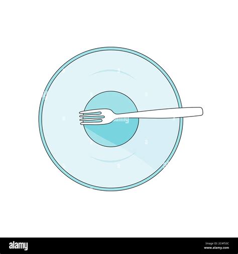 Flat cartoon plate and fork. Vector Illustration Stock Vector Image ...