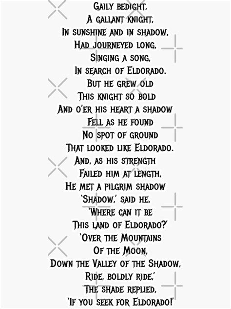 "Eldorado Poem By Edgar Allan Poe" Sticker by StarSpear | Redbubble