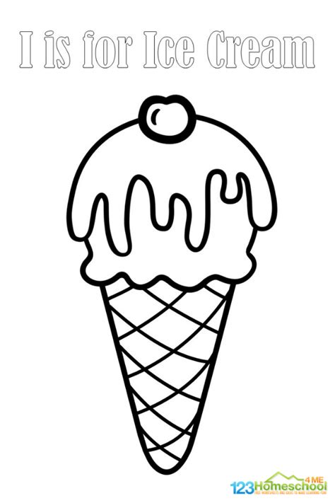 🍦 I is for Ice Cream Coloring Pages (Freebie!)