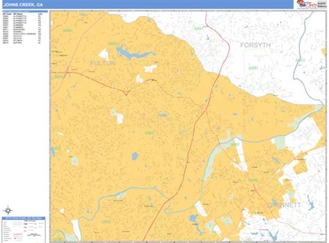 Johns Creek Georgia Wall Map (Basic Style) by MarketMAPS - MapSales