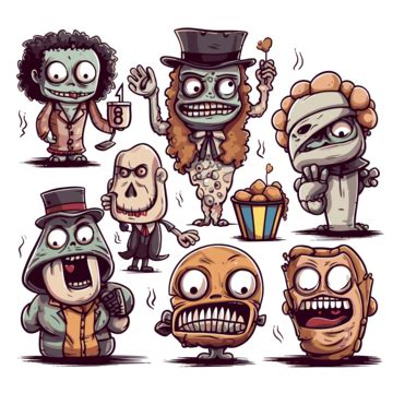 Horror Movie Characters Vector, Sticker Clipart Sketch Of Some Monsters And Characters Cartoon ...