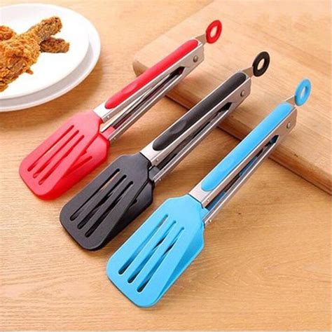 New Stainless steel Plastic Food Tongs BBQ Clips Salad Bread Serving ...