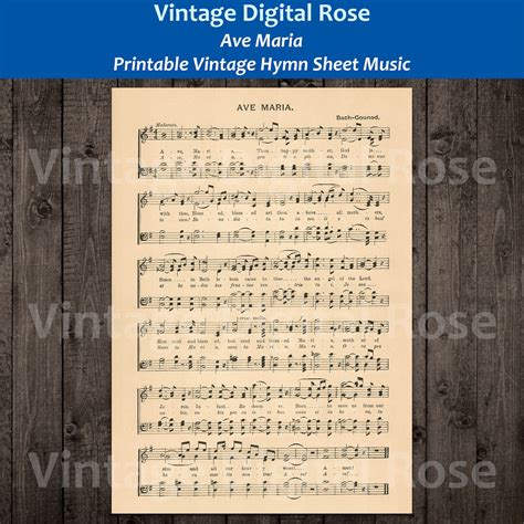 Ave Maria Printable Vintage Hymn Sheet Music | Etsy