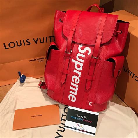 LOUIS VUITTON x SUPREME 100% AUTHENTIC LV BACKPACK CHRISTOPHER PM BAG EPI RED | eBay