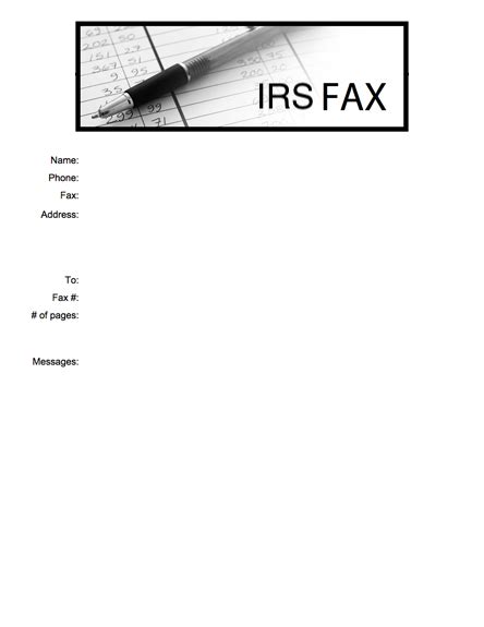 Blank IRS Fax Cover Letter PDF - Fax Cover Sheet Template