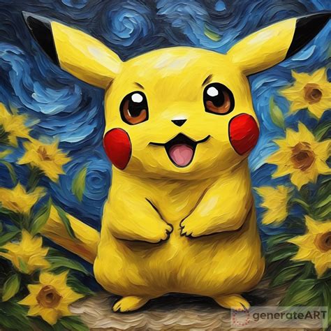 Realistic Oil Painting of Pikachu in Van Gogh Style | GenerateArt