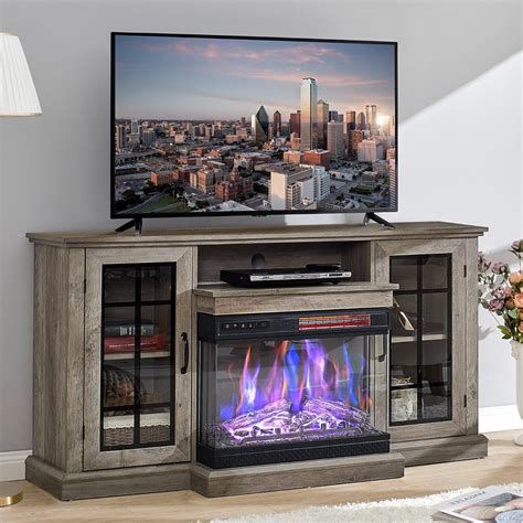 $50/mo - Finance Amerlife 59" Fireplace TV Stand, 3-Sided Glass ...