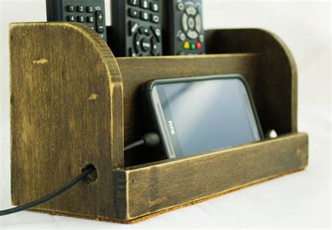 Rustic Dark Wood Charging Station for iPad or Smartphone