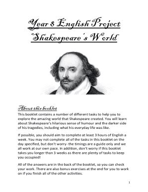 Fillable Online Year 8 English Project Shakespeare's World Fax Email ...