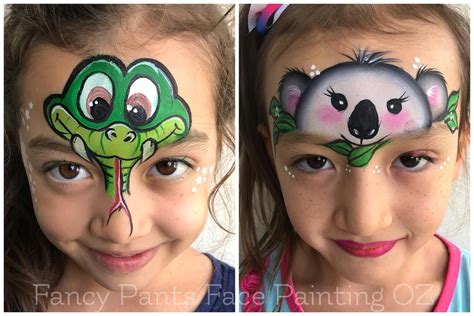 Snake face paint and koala face paint Snake Face Paint, Shark Face Painting, Mime Face Paint ...
