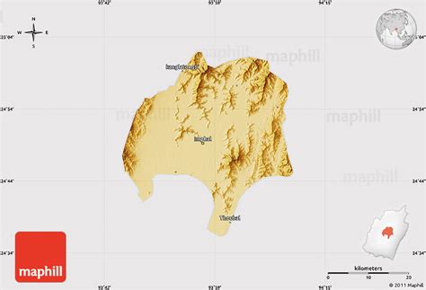 Physical Map of Imphal, cropped outside