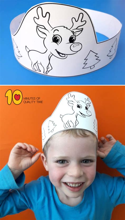 Reindeer Printable Crown Christmas Hat, Christmas Crafts For Kids, Free Christmas, Christmas ...