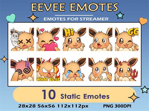 10 Eevee Twitch Pack Static Emotes, POG, Love Eevee Evolutions Twitch ...