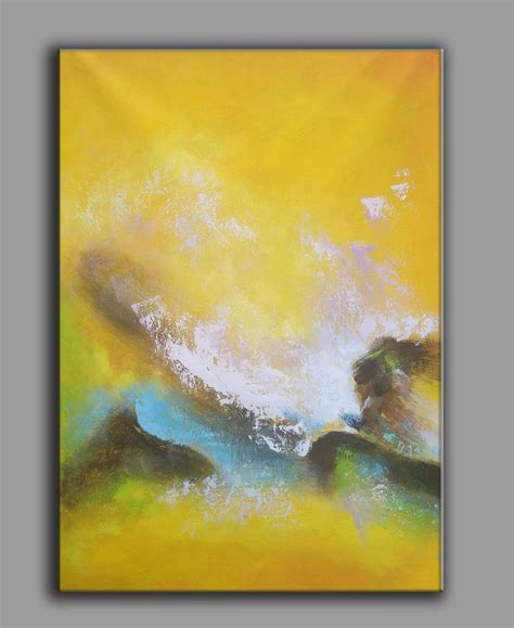 Yellow abstract painting online, abstract canvas art L296 – LargeArtCanvas