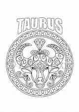Adult Coloring Page Zodiac Taurus  Signs Colors Pages sketch template