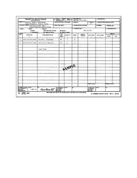 Figure 2-16. Sample DA Form 3161 in entirety. - Basic Supply Procedures