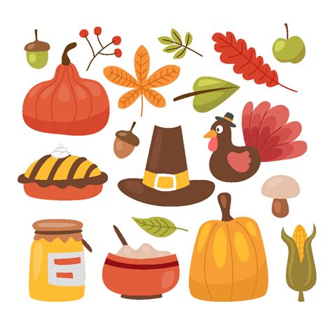 Thanksgiving day. Vector elements of thanksgiving celebration harvest ...