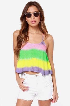 Pretty Rainbow Top - Tie Dye Top - Tank Top - Crop Top - $35.00