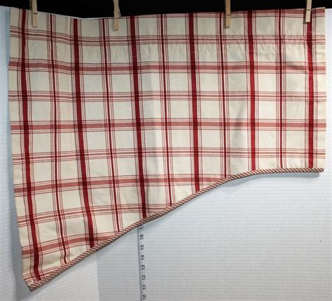 WAVERLY Red Cream Pantry Plaid Swag Valances Jabots Left & Right (1) PAIR #Waverly #Country ...