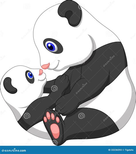 Cartoon Mother and Baby Panda Stock Vector - Illustration of family ...