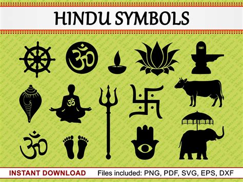 Hindu Symbols Set of 14 Commercial Use Clipart Trishul Om