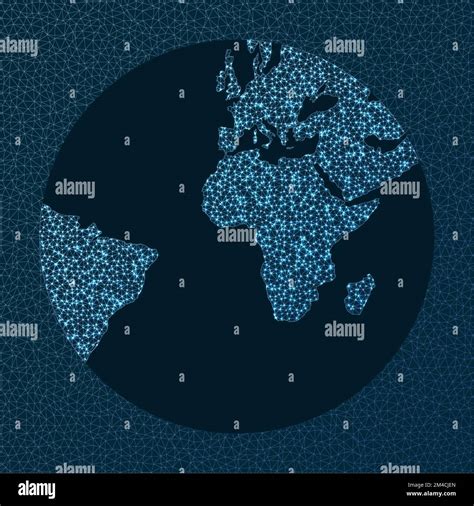 Network map of the world. Gnomonic projection. World Network. Superb connections map. Vector ...