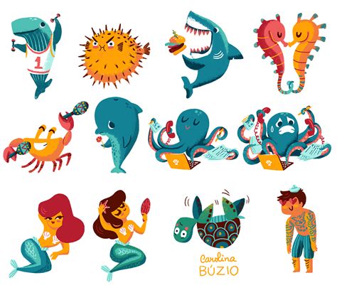 #sea #sharks #aquatic #characters | Animal design poster, Sea illustration, Freelance illustrator