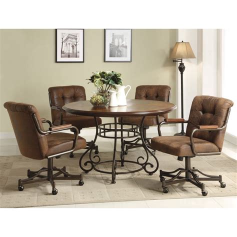 Kitchen Dinette Sets With Casters | Leather dining room chairs, Dining room sets, Kitchen ...