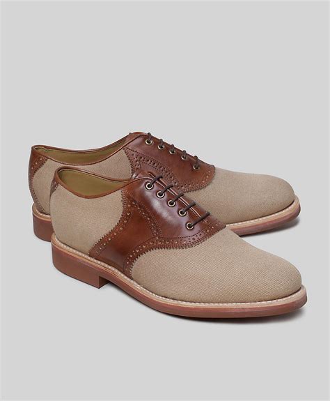 Brooks Brothers Canvas and Leather Saddle Shoes in Brown for Men - Lyst