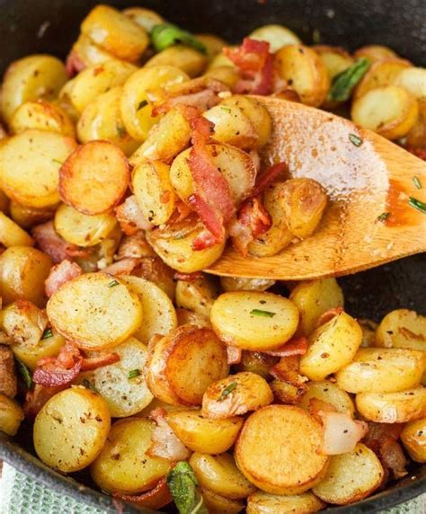 Pan-Fried Fingerling Potatoes with Bacon | How to Cook Guide | Recipes, Food dishes, Hearty ...