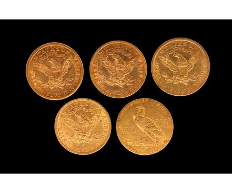 COIN: (5) US Five Dollar Gold Coins