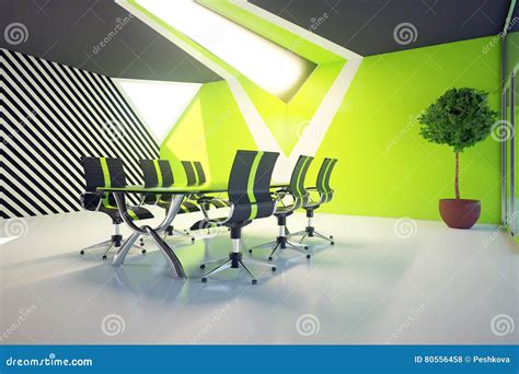 Green Conference Room with Daylight Stock Illustration - Illustration of business, inside: 80556458