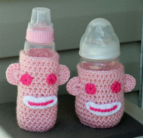 INSTANT DOWNLOAD Crochet Sock Monkey Baby Bottle Cozy Pattern Sock ...