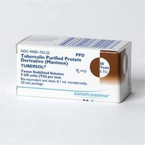 Tubersol Tuberculin Purified Protein Derivative PPD 5 TU/0.1mL Solution 10 Test - 1mL/Vial ...