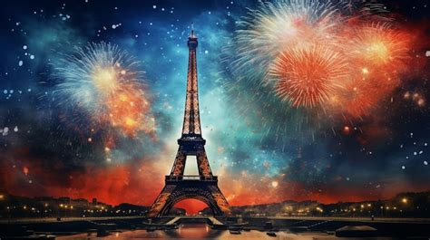 Premium AI Image | fireworks over the eiffel tower in paris