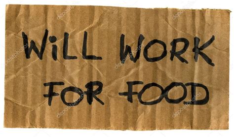 Will work for food cardboard sign Stock Photo , #Aff, #cardboard, #food ...