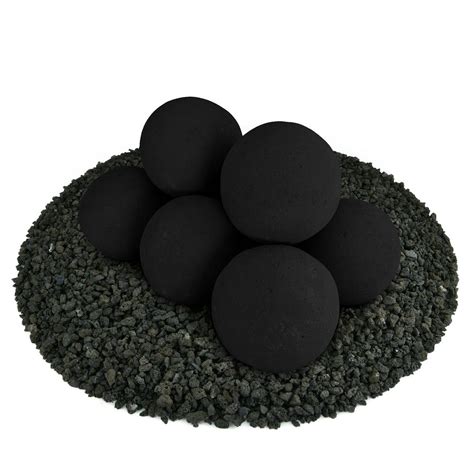 5 in. Set of 8 Ceramic Fire Balls in Midnight Black-01-0583 - The Home Depot