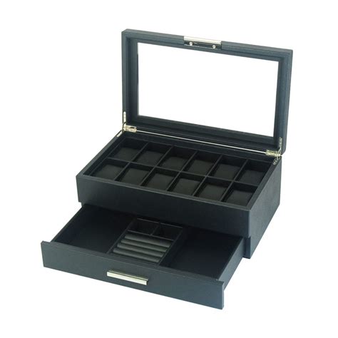 Luxury wooden watch box matt black 12 slots w/ Drawer – dltradingau