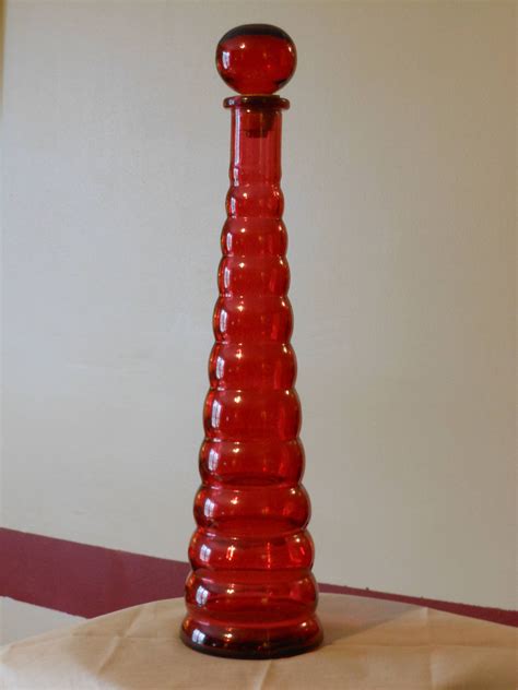 Tall Red Glass Bottle