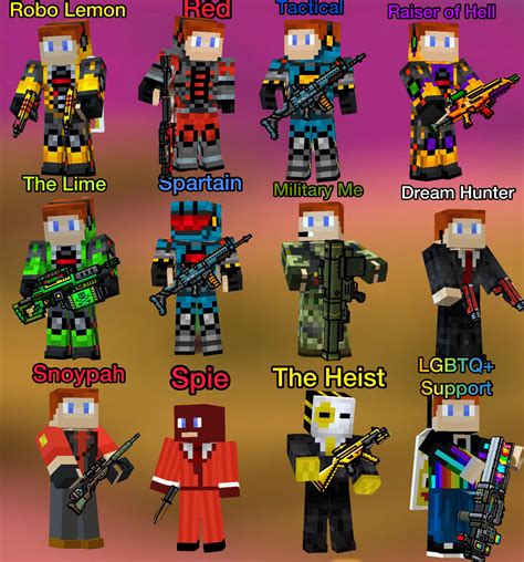 All the skins I’ve made that I’ve posted : r/PixelGun