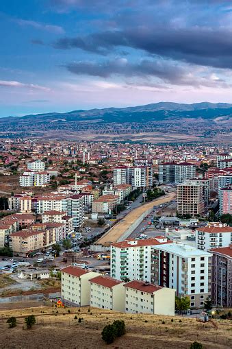 Kirikkale City In Dusk Turkey Stock Photo - Download Image Now - Aerial ...