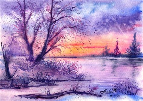 Winter Landscape Watercolor Paintings at GetDrawings | Free download