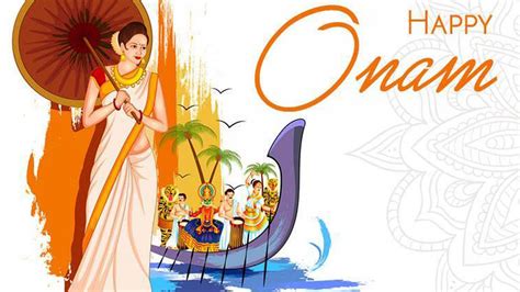 Happy Onam Girl With Umbrella In White Background HD Onam Wallpapers | HD Wallpapers | ID #83983