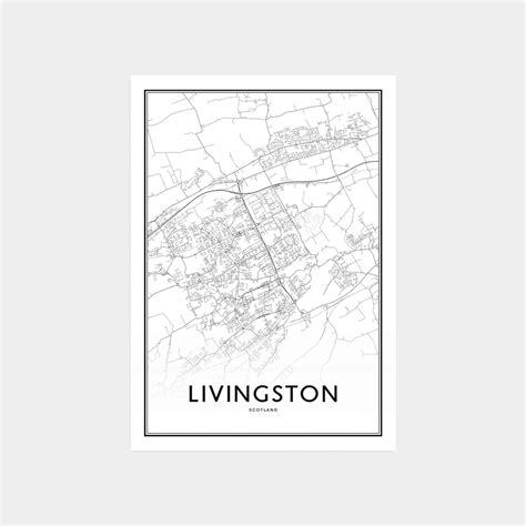 Livingston Scotland Map Print Livingston Map Art Livingston | Etsy