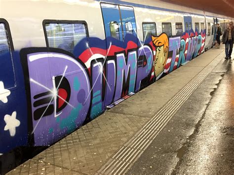 Spotted this graffiti on a Swedish subway train : EnoughTrumpSpam