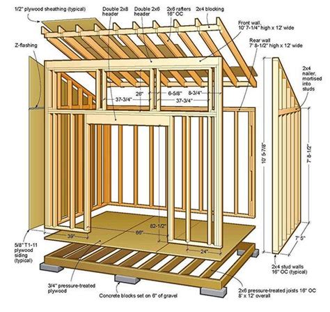 8×12 Lean To Shed Plans Blueprints For Slant-Roofed Building