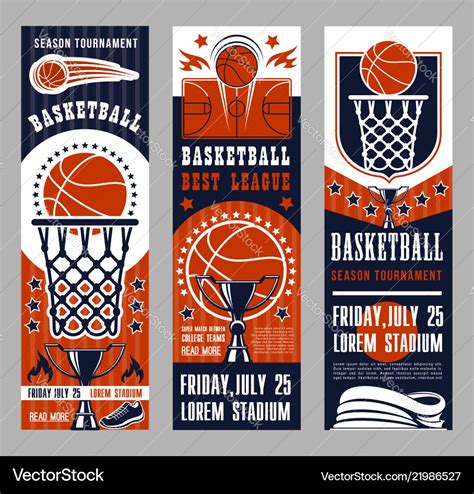 Basketball sport team game banners Royalty Free Vector Image