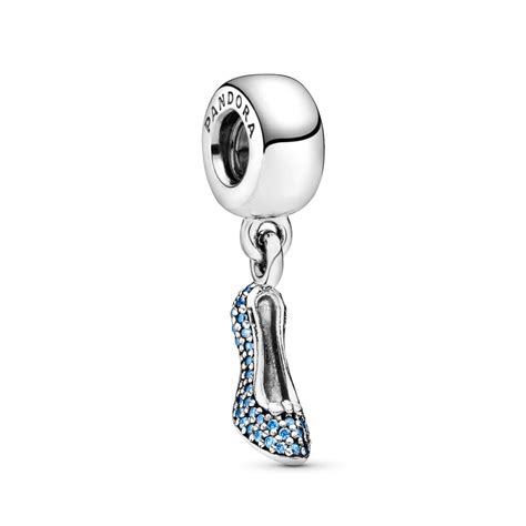 Disney, Cinderella Sparkling Slipper Dangle Charm, Fancy Light Blue CZ