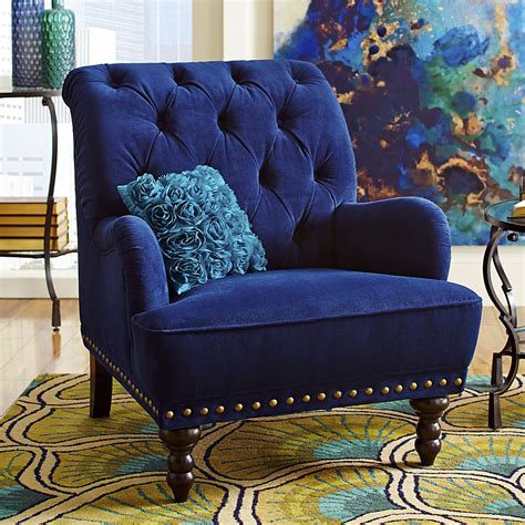 Chas Armchair - Navy Velvet | Upholstered chairs, Blue velvet accent chair, Blue accent chairs