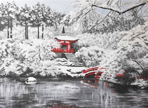 Japan winter landscape | Painting, Etsy art, Winter landscape